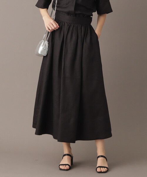 DRESSTERIOR（ドレステリア）の「【洗える/ふんわり軽やか】フレンチリネンタックギャザースカート（スカート・レディース・オレンジ系/ブラック・40/38/36/34）」の2枚目の写真