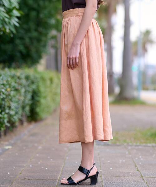 DRESSTERIOR（ドレステリア）の「【洗える/ふんわり軽やか】フレンチリネンタックギャザースカート（スカート・レディース・オレンジ系/ブラック・40/38/36/34）」の5枚目の写真