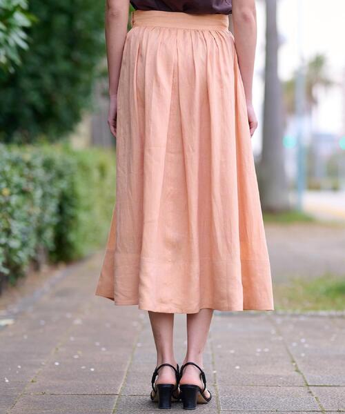 DRESSTERIOR（ドレステリア）の「【洗える/ふんわり軽やか】フレンチリネンタックギャザースカート（スカート・レディース・オレンジ系/ブラック・40/38/36/34）」の6枚目の写真