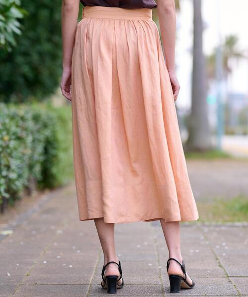 DRESSTERIOR（ドレステリア）の「【洗える/ふんわり軽やか】フレンチリネンタックギャザースカート（スカート・レディース・オレンジ系/ブラック・40/38/36/34）」の7枚目の写真