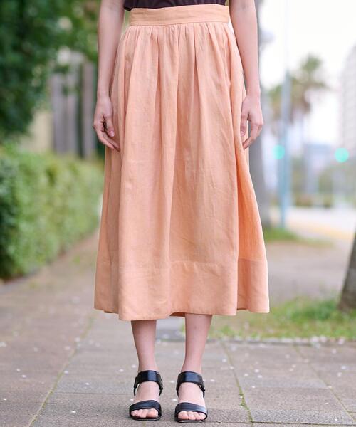 DRESSTERIOR（ドレステリア）の「【洗える/ふんわり軽やか】フレンチリネンタックギャザースカート（スカート・レディース・オレンジ系/ブラック・40/38/36/34）」の9枚目の写真