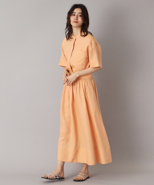 DRESSTERIOR（ドレステリア）の「【洗える/ふんわり軽やか】フレンチリネンタックギャザースカート（スカート・レディース・オレンジ系/ブラック・40/38/36/34）」の12枚目の写真