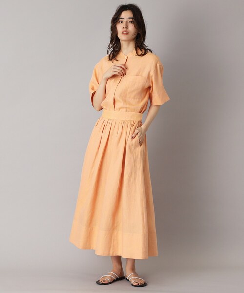 DRESSTERIOR（ドレステリア）の「【洗える/ふんわり軽やか】フレンチリネンタックギャザースカート（スカート・レディース・オレンジ系/ブラック・40/38/36/34）」の13枚目の写真