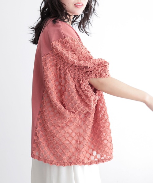 n'OrLABEL(ノアールレーベル)の「『シアー切替シャーリングドルマンカットソー』(Tシャツ/カットソー・レディース・ホワイト/ブラック/コーラル・FREE)」の16枚目の写真