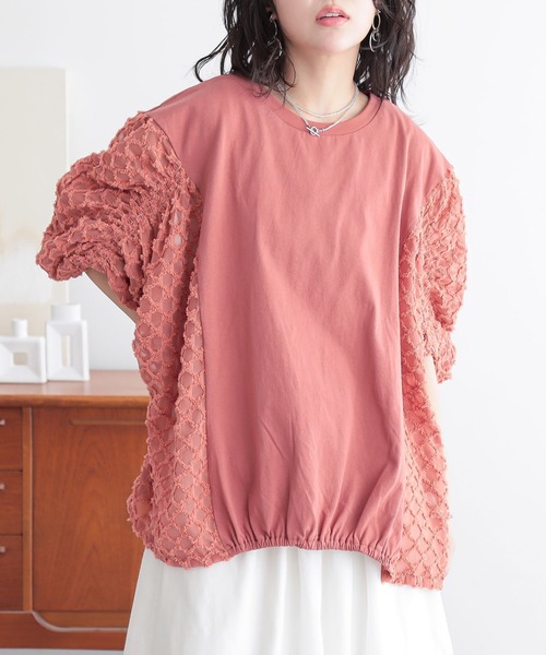 n'OrLABEL(ノアールレーベル)の「『シアー切替シャーリングドルマンカットソー』(Tシャツ/カットソー・レディース・ホワイト/ブラック/コーラル・FREE)」の18枚目の写真