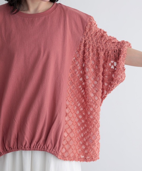 n'OrLABEL(ノアールレーベル)の「『シアー切替シャーリングドルマンカットソー』(Tシャツ/カットソー・レディース・ホワイト/ブラック/コーラル・FREE)」の11枚目の写真