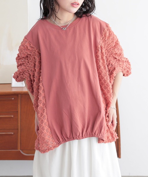 n'OrLABEL(ノアールレーベル)の「『シアー切替シャーリングドルマンカットソー』(Tシャツ/カットソー・レディース・ホワイト/ブラック/コーラル・FREE)」の17枚目の写真