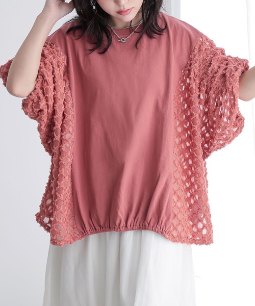 n'OrLABEL(ノアールレーベル)の「『シアー切替シャーリングドルマンカットソー』(Tシャツ/カットソー・レディース・ホワイト/ブラック/コーラル・FREE)」の19枚目の写真