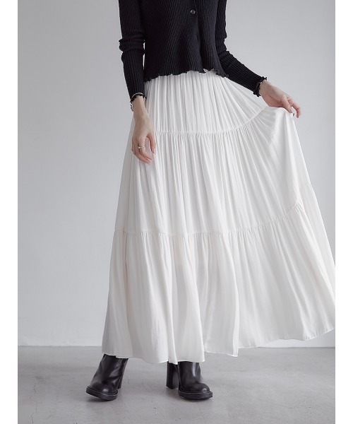 amel（エイメル）の「【RE ARRIVAL】ティアードロングスカート/クリーム（スカート・レディース・クリーム・FREE）」の10枚目の写真