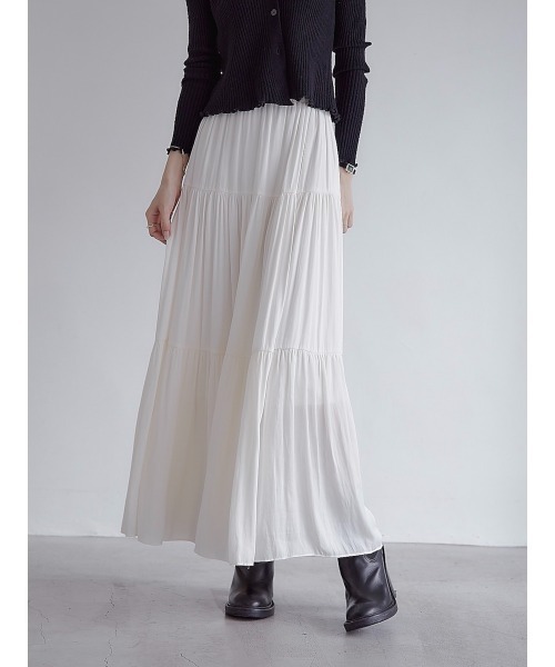 amel（エイメル）の「【RE ARRIVAL】ティアードロングスカート/クリーム（スカート・レディース・クリーム・FREE）」の14枚目の写真