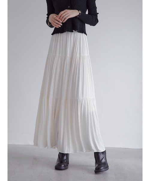 amel（エイメル）の「【RE ARRIVAL】ティアードロングスカート/クリーム（スカート・レディース・クリーム・FREE）」の5枚目の写真