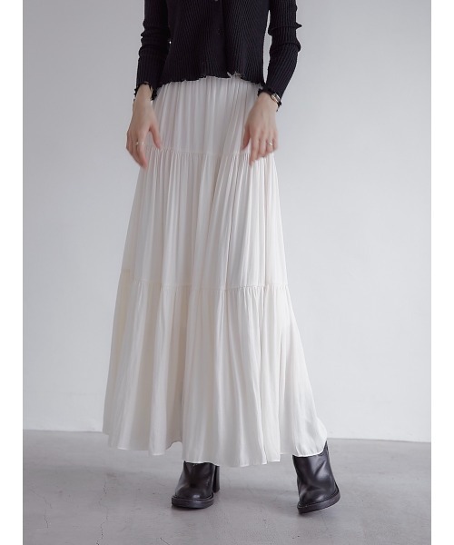 amel（エイメル）の「【RE ARRIVAL】ティアードロングスカート/クリーム（スカート・レディース・クリーム・FREE）」の6枚目の写真