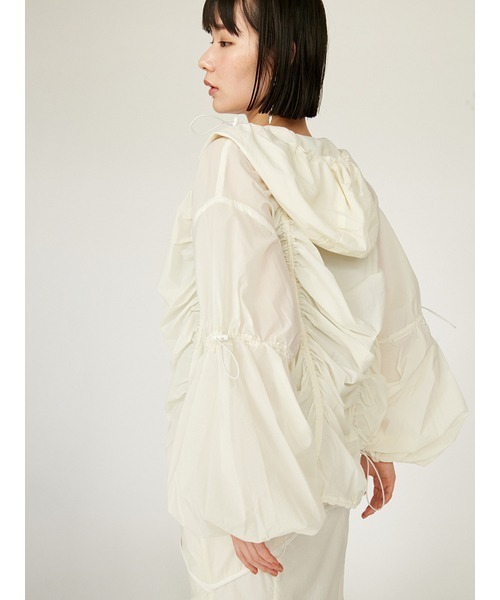 emmi（エミ）の「【ONLINE限定カラー】ギャザーナイロンブルゾン（ナイロンジャケット・レディース・ミント/ネイビー/ブラウン/オフホワイト・FREE）」の8枚目の写真