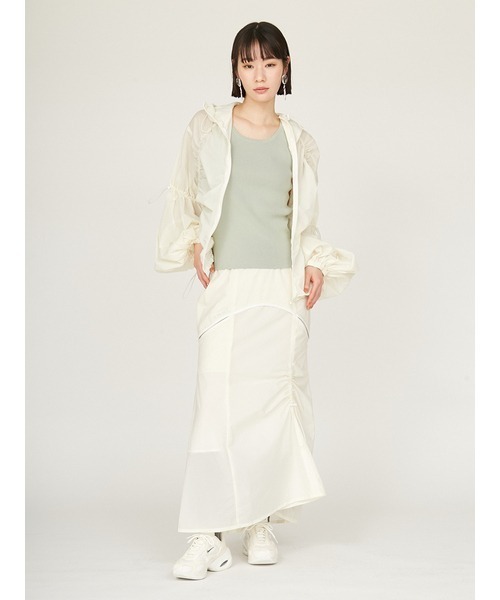 emmi（エミ）の「【ONLINE限定カラー】ギャザーナイロンブルゾン（ナイロンジャケット・レディース・ミント/ネイビー/ブラウン/オフホワイト・FREE）」の18枚目の写真