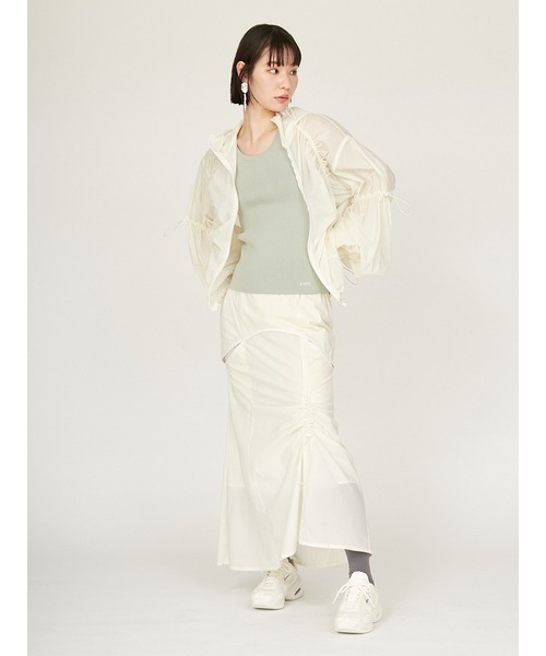 emmi（エミ）の「【ONLINE限定カラー】ギャザーナイロンブルゾン（ナイロンジャケット・レディース・ミント/ネイビー/ブラウン/オフホワイト・FREE）」の19枚目の写真