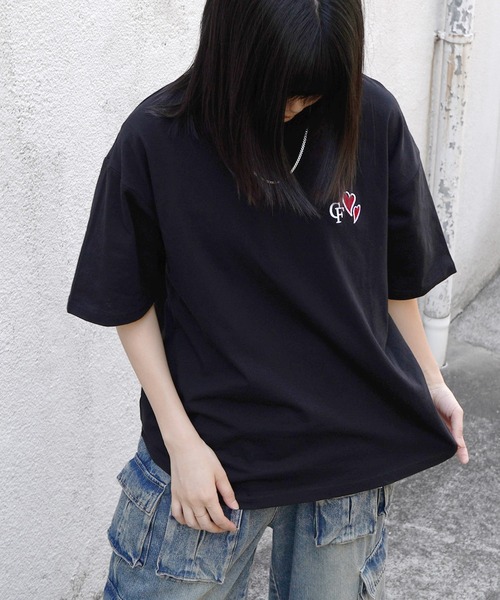セール】25SS ハートワンポイント刺繍 半袖Tシャツ メンズ レディース