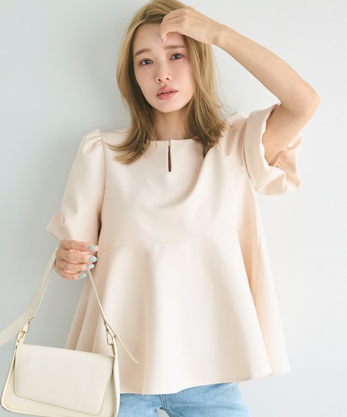 ボリュームスリーブペプラムブラウス ANGIE ブラウス シャツ ボリュームスリーブペプラムブラウス