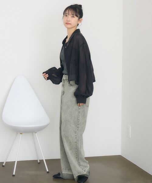 RETRO GIRL(レトロガール)の「サイドドロストシアーSH(シャツ/ブラウス・レディース・ブラック/ライトオレンジ系/オフホワイト・FREE)」の17枚目の写真