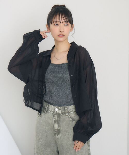 RETRO GIRL(レトロガール)の「サイドドロストシアーSH(シャツ/ブラウス・レディース・ブラック/ライトオレンジ系/オフホワイト・FREE)」の19枚目の写真