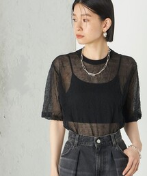 Wai+:〈手洗い可能〉クリンクル シアー ショート スリーブ プルオーバー