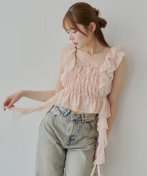 Chico | 【7色展開】レースドロップフリルシャーリングブラウス(シャツ/ブラウス)