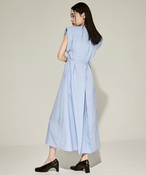 STUDIOUS（ステュディオス）の「【STUDIOUS/ステュディオス】Back Tucked Dress/バックタックワンピース/ドレス（ワンピース・レディース・ブルー/ブラック/グレー・2/1）」の20枚目の写真