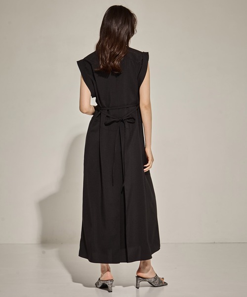 STUDIOUS ステュディオス　シアー　ワンピ　レイヤード　ブラック STUDIOUS ワンピース 「STUDIOUS/ステュディオス」V Neck