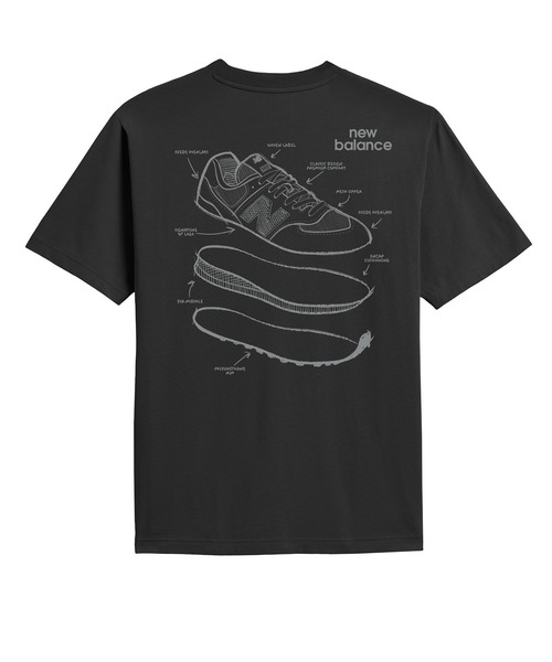 NEW BALANCE（ニューバランス）の「シュースケッチショートスリーブTシャツ（Tシャツ/カットソー・メンズ・ブラック・SMALL/MEDIUM/LARGE/X-LARGE/XX-LARGE）」の2枚目の写真