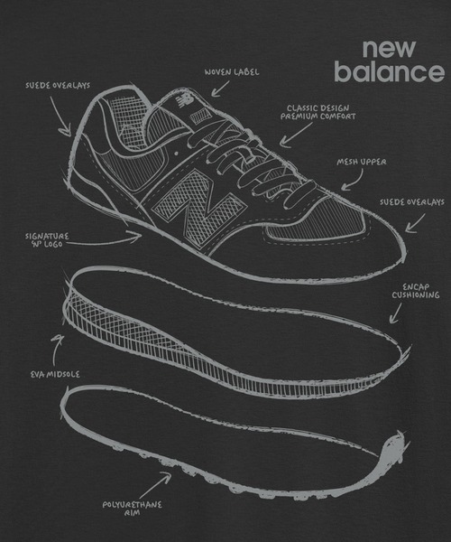 NEW BALANCE（ニューバランス）の「シュースケッチショートスリーブTシャツ（Tシャツ/カットソー・メンズ・ブラック・SMALL/MEDIUM/LARGE/X-LARGE/XX-LARGE）」の4枚目の写真