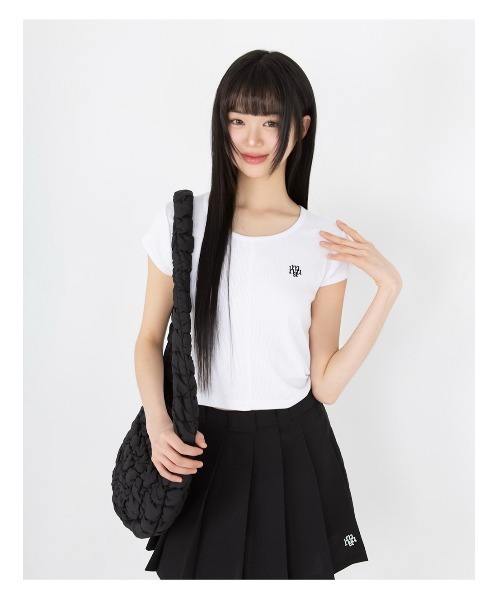 muahmuah(ムーアムーア)の「A'GEM/9 × .kom 『muah muah/ムーアムーア』 ステッチラインクロップ TEEシャツ(Tシャツ/カットソー・レディース・ホワイト/ピンク/グレー/ブラック・FREE)」の5枚目の写真