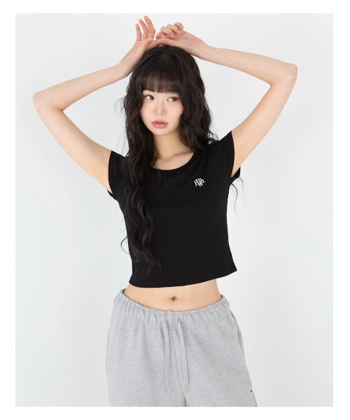 muahmuah(ムーアムーア)の「A'GEM/9 × .kom 『muah muah/ムーアムーア』 ステッチラインクロップ TEEシャツ(Tシャツ/カットソー・レディース・ホワイト/ピンク/グレー/ブラック・FREE)」の8枚目の写真