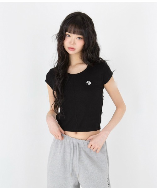 muahmuah(ムーアムーア)の「A'GEM/9 × .kom 『muah muah/ムーアムーア』 ステッチラインクロップ TEEシャツ(Tシャツ/カットソー・レディース・ホワイト/ピンク/グレー/ブラック・FREE)」の10枚目の写真