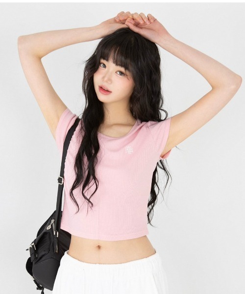 muahmuah(ムーアムーア)の「A'GEM/9 × .kom 『muah muah/ムーアムーア』 ステッチラインクロップ TEEシャツ(Tシャツ/カットソー・レディース・ホワイト/ピンク/グレー/ブラック・FREE)」の18枚目の写真
