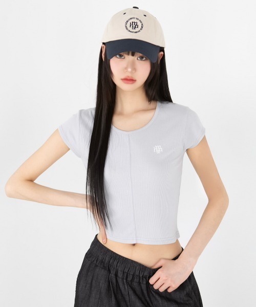 muahmuah(ムーアムーア)の「A'GEM/9 × .kom 『muah muah/ムーアムーア』 ステッチラインクロップ TEEシャツ(Tシャツ/カットソー・レディース・ホワイト/ピンク/グレー/ブラック・FREE)」の19枚目の写真