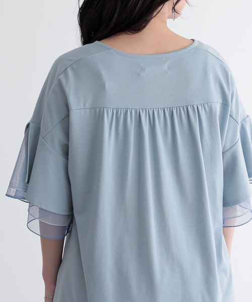n'OrLABEL（ノアールレーベル）の「チュールレイヤードフレアスリーブカットソー（Tシャツ/カットソー・レディース・グレイッシュベージュ/ブラック/ライトブルー・2/1）」の19枚目の写真