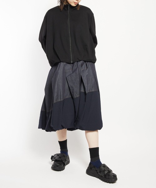 gomme（ゴム）の「6ozデニム　タックスカート（デニムスカート・レディース・ブラック/インディゴブルー・MEDIUM）」の7枚目の写真