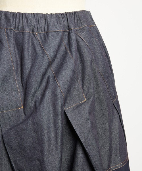 gomme（ゴム）の「6ozデニム　タックスカート（デニムスカート・レディース・ブラック/インディゴブルー・MEDIUM）」の21枚目の写真