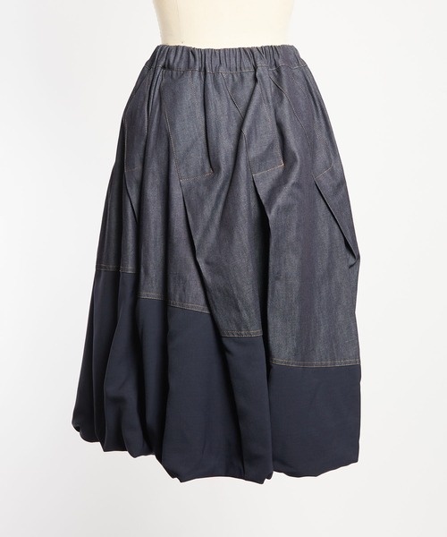 gomme（ゴム）の「6ozデニム　タックスカート（デニムスカート・レディース・ブラック/インディゴブルー・MEDIUM）」の20枚目の写真