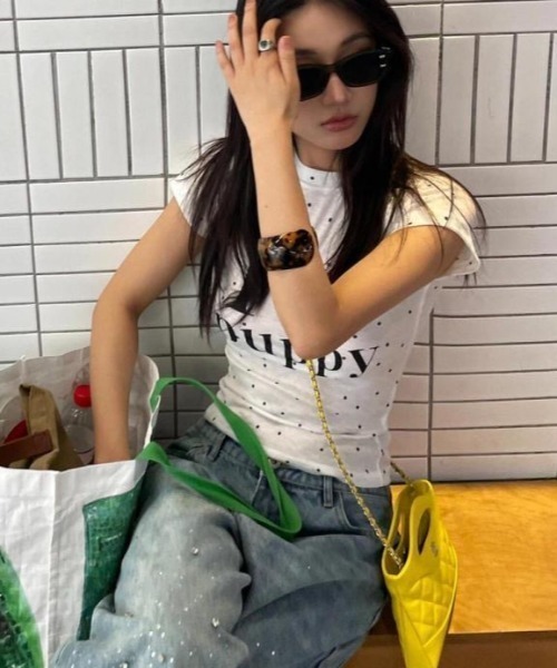 SHEENA（シーナ）の「I love puppyロゴドットプリントTシャツ（Tシャツ/カットソー・レディース・ホワイト・M）」の2枚目の写真