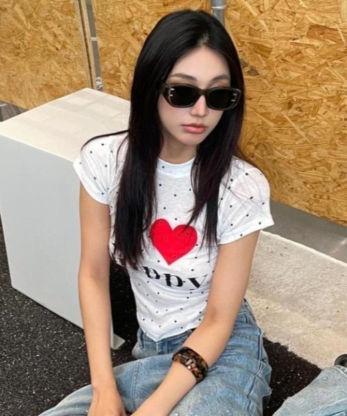 SHEENA（シーナ）の「I love puppyロゴドットプリントTシャツ（Tシャツ/カットソー・レディース・ホワイト・M）」の3枚目の写真