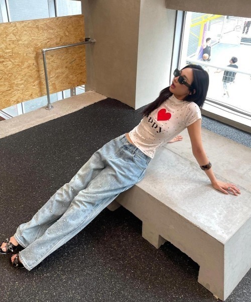 SHEENA（シーナ）の「I love puppyロゴドットプリントTシャツ（Tシャツ/カットソー・レディース・ホワイト・M）」の5枚目の写真