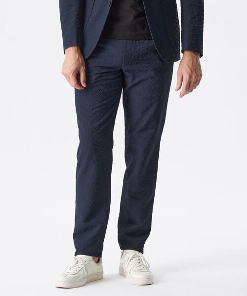 EPOCA UOMO 未使用タグ付【現行モデル】 シアサッカー ネイビー 紺 セール】【セットアップ対応】シアサッカーパンツ（その他パンツ