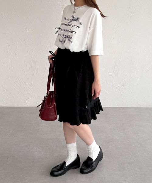 kutir（クティール）の「アソートリボンロゴTシャツ（Tシャツ/カットソー・レディース・レッド/レッド系その他/サックスブルー系/ブラック系その他/ネイビー系・FREE）」の10枚目の写真