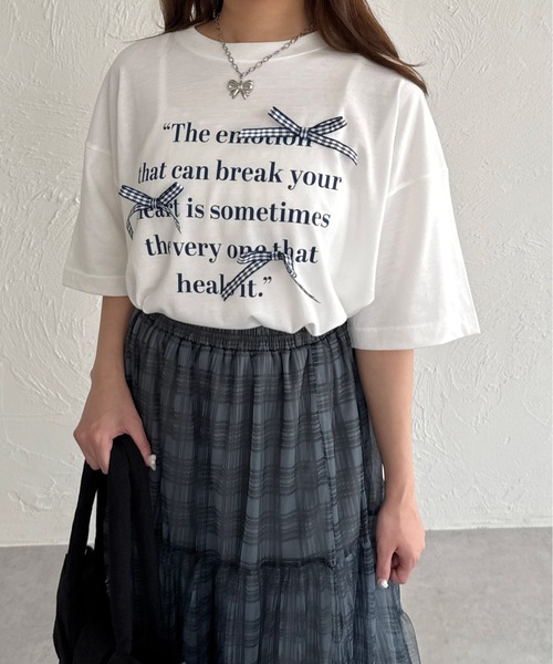 kutir（クティール）の「アソートリボンロゴTシャツ（Tシャツ/カットソー・レディース・レッド/レッド系その他/サックスブルー系/ブラック系その他/ネイビー系・FREE）」の14枚目の写真