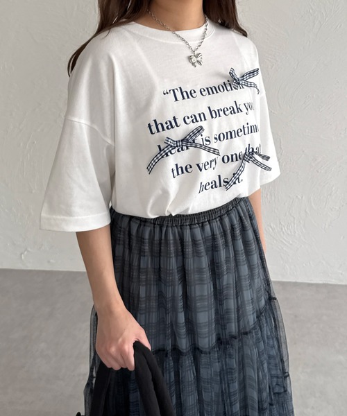 kutir（クティール）の「アソートリボンロゴTシャツ（Tシャツ/カットソー・レディース・レッド/レッド系その他/サックスブルー系/ブラック系その他/ネイビー系・FREE）」の13枚目の写真