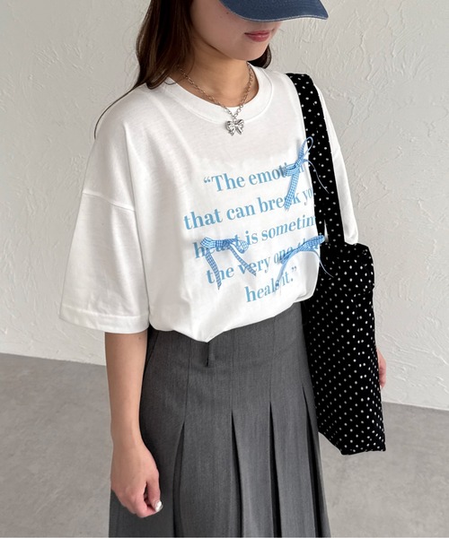 kutir（クティール）の「アソートリボンロゴTシャツ（Tシャツ/カットソー・レディース・レッド/レッド系その他/サックスブルー系/ブラック系その他/ネイビー系・FREE）」の20枚目の写真