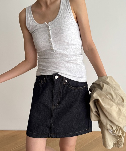 CANAL JEAN（キャナルジーン）の「El mar　ヘンリータンクトップ（タンクトップ・レディース・アイボリー/グレー/チャコールグレー・ONE SIZE）」の3枚目の写真