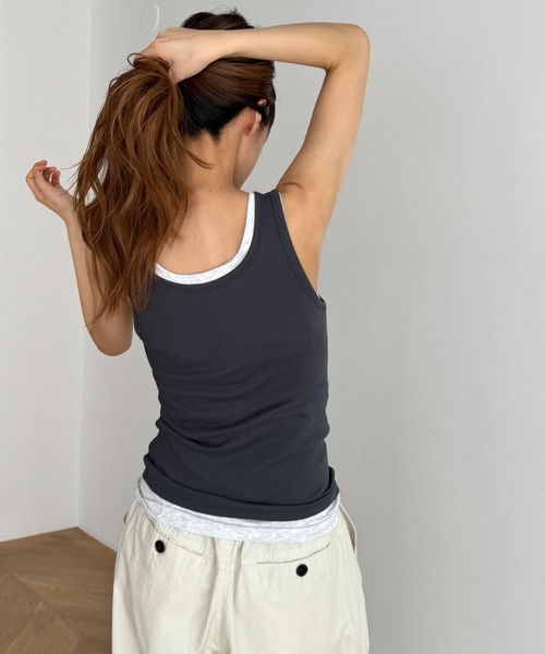 CANAL JEAN（キャナルジーン）の「El mar　ヘンリータンクトップ（タンクトップ・レディース・アイボリー/グレー/チャコールグレー・ONE SIZE）」の5枚目の写真