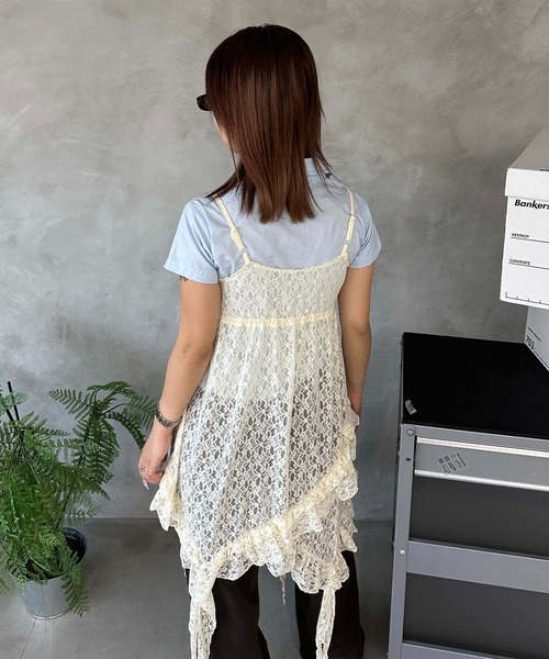 SOFT SEOUL ♥ SHINING SLEEVELESS ONE PIECE /追跡付 レースアシンメトリーキャミワンピース（ワンピース）｜sedacle
