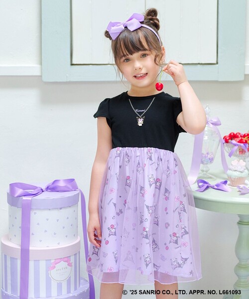 ANY（エニィ）の「【any FAM ×サンリオキャラクターズ】ネックレス風 ワンピース（ワンピース・キッズ・ブラック系/ライトグリーン系/ホワイト系/ピンク系・130/120/110/100）」の2枚目の写真